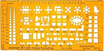 Standardgraph Möblierungsschablone Arch. 1:200 1 Stück