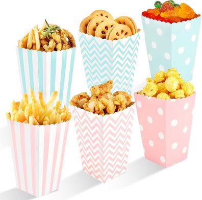 Siumir Popcorn Téten 48 Stéck, Rosa und Blau Kleine Popcorntéte Party Papiertéte