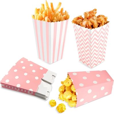 Siumir Popcorn Téten 24 Stéck, Rosa Kleine Popcorntéte Party Papiertéte Snacks