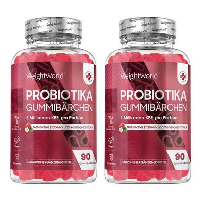 Probiotika Gummibärchen mit Inulin - 90 vegane Stück - 2 Flaschen - WeightWorld