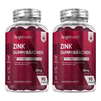 Zink Gummibärchen - 2X 90 Vegane Gummies - Für Haut, Haare & Abwehrkräfte