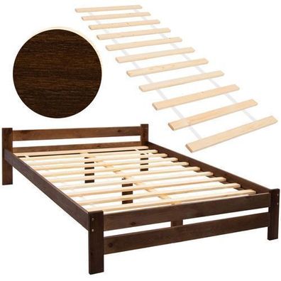 Doppelbett Einzelbett mit Lattenrost Holzbett 160x200 cm | 90x200 cm Massivholz Bett