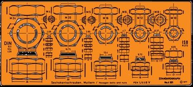 Standardgraph Sechskant-Schr./Mutternschablone 1 Stück