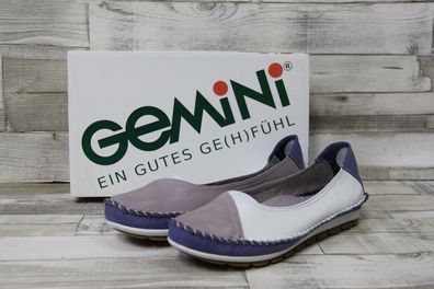 Gemini Damen Ballerina lila-weiß, herausnehmbare Innensohle