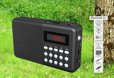 NEU Bluetooth Taschen Radio mit Taschenlampe für Camping Zelten Outdoor Wandern