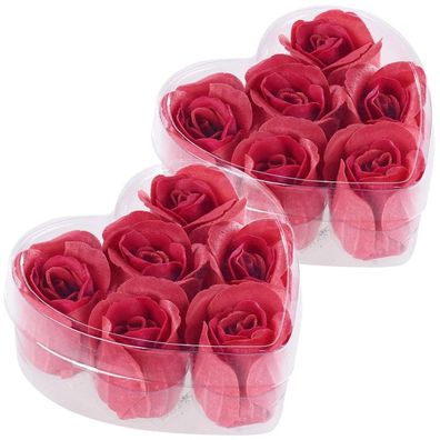 Rosenblatt Seife: 2Er-Set Geschenkboxen Je 6 Roten Rosen-Duftseifen Rose-Blüte