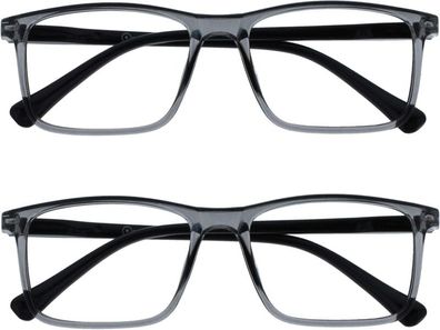 Opulize Lesebrille 2er Pack Rechteckig Groß Kratzfest Unisex Federscharnier RR4