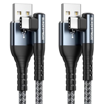 Ladekabel USB 3.1A Schnellladung 2 St 2M C Winkel Nylon Geflochtenes Typ C Kabel