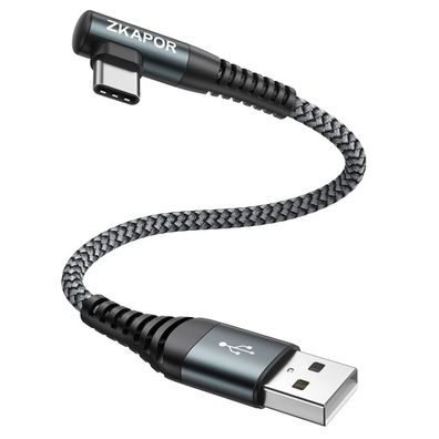 Schnellladekabel USB Nylon 90 Grad Winkel 30CM Geflochtenes Typ C