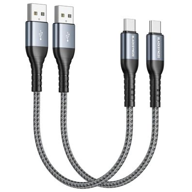 2er Set Kurze USB C Kabel: 0.3m 3.1A Schnellladung Nylon geflochten Schnelllade