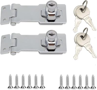 2 Sets Metall Hasp & Heft Schloss Tür Schnalle Schließe Schrank Schublade Tor