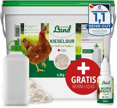 Kieselgur für Hühner 4,2 kg + Wurmkraut Liquid 25 ml Naturprodukt Stäubeflasche