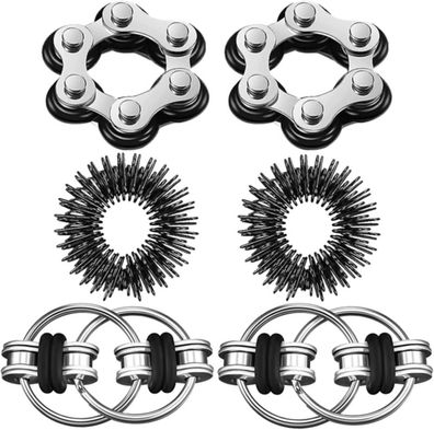 6 X Fidget Toys Set Roller Chain Flippy Chain Akupressur Ring Stressabbau