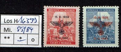 Los H16359: Böhmen & Mähren Mi. 83/84 *