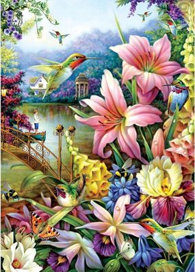 Diamond Painting 5D Blumen Vögel DIY Set 30x40cm Deko für Wohnzimmer Büro