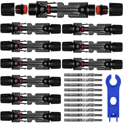 10 Paar Solarstecker Männlich Weiblich Photovoltaik IP67 Mit Schraubenschlüssel