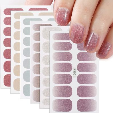 6 Blatt Glitzer Nagelfolien 84 Stk Selbstklebend Nagel Sticker Nail Art DIY