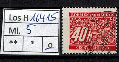 Los H16415: Böhmen & Mähren Porto Mi. 5, gest