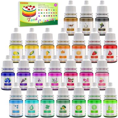 Lebensmittelfarbe 24 x 6 Ml Farben Set Flüssig für Kuchen Kekse Fondant Macaron