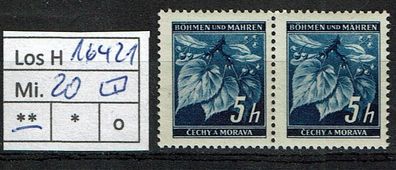 Los H16421: Böhmen & Mähren Mi. 20 * * Paar