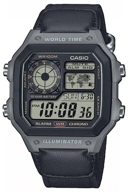 Casio Herren-Armbanduhr Digital mit Stoffband Anthrazit AE-1200WHUB-8AVEF