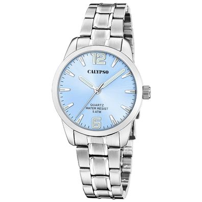 Calypso Damen-Armbanduhr Quarz Stahl/Hellblau K5867/6