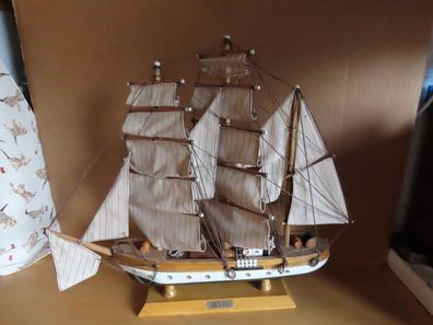 Schiff Dreimaster Modell Dekoschiff Gorch Fock weiß Holz ca. 44,5 cm H