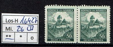 Los H16427: Böhmen & Mähren Mi. 26 * * Paar