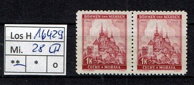 Los H16429: Böhmen & Mähren Mi. 28 * * Paar