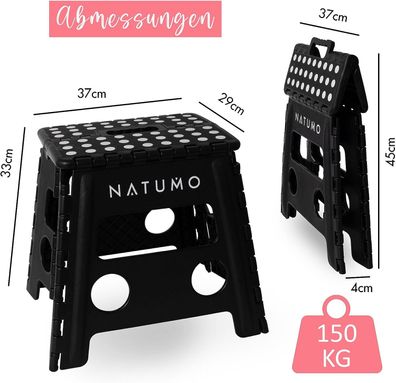 NATUMO® XL Tritthocker Kinder + Erwachsene, Klapphocker faltbar, Leichte