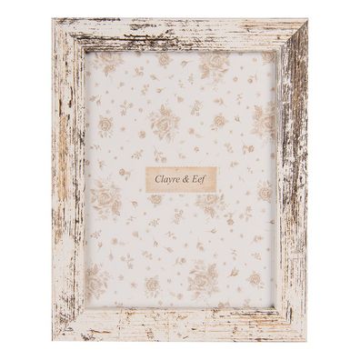 Clayre & Eef Bilderrahmen 13x18 cm Weiß Braun Holzprodukt (Gr. 17x2x22 cm / 13x18 cm)