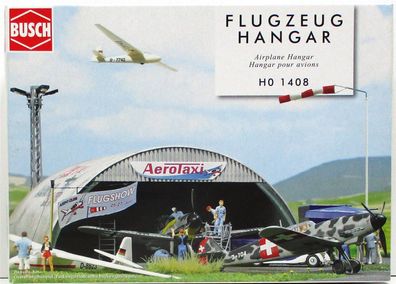 Spur H0 Busch 1408 Flugzeug-Hangar Bausatz OVP - (1301K)