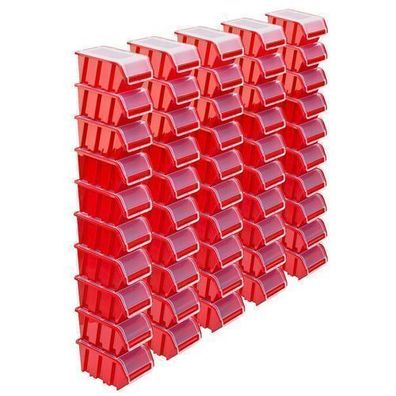 50x Stapelbox mit Deckel Box Sortierbox Rot NPKL8 12x19,5x9