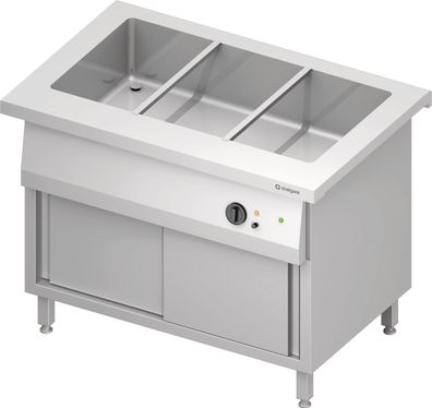 Bain-Marie-Station "Free Flow" mit einem Becken 3x GN1/1 und Schiebetüren, 1132x75