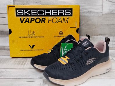 Skechers Vapor Foam Damen Schnürschuh schwarz mit rose/gold abgesetzter Sohle