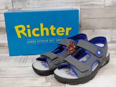 Richter Burschen Sandale mit Klettverschluss grau blau kombiniert