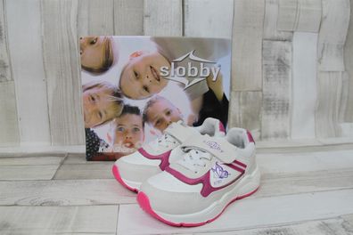 slobby Mädchen Klett-Halbschuh weiß-pink mit Schmetterling