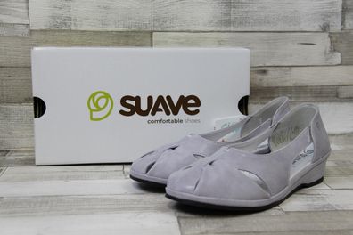 Suave Damen Slipper steingrau, leicht durchbrochen