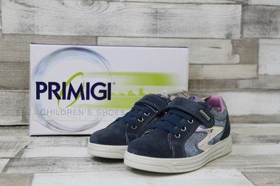 Primigi Mädchen Klett-Halbschuh jeansblau mit Glittereinsatz, Goretex