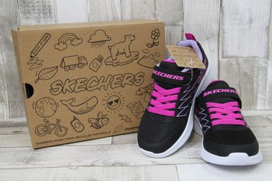 Skechers Mädchen Kletthalbschuh mit Zierschnürung schwarz/pink