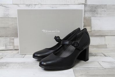 Jana Damen Pumps schwarz mit Querriemchen und 7 cm Absatz