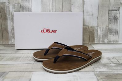 s. Oliver Herren Flip Flop braun mit blau abgesetzt