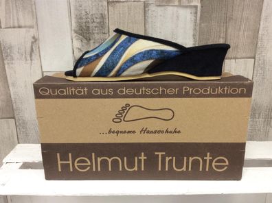 Trunte Damen Keil-Pantoffel marine-bunt