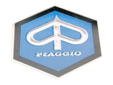 Emblem Piaggio zum Kleben 6-eckig 42mm glatt für Kaskade für Piaggio Ape, Vespa