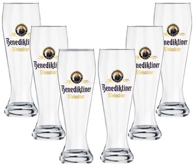 Benediktiner Weissbier Weizen Bierglas Glas Gläser Set - 6x Weissbier Gläser 0,