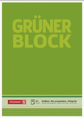 Brunnen 1052638 Briefblock „Grüner Block“, A4, 50 Blatt / 100 Seiten, Lineatur