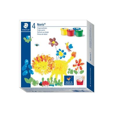 Staedtler® 8814 Fingerfarbe Noris Club®, sortiert, Kunststoff-Töpfchen - 4 x 100 ml