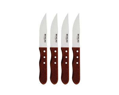Michelino 4-tlg. Jumbo Steakmesser Set Messer Steakmesser mit Wellenschliff
