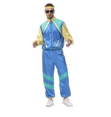 80er 90er Hip Hop Kostüm Retro Trainingsanzug Shell Anzug Partykleid für Männer Fraue