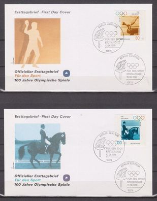 BRD 1996 Künstler FDC MiNr. 1861-1864 100 Jahre Olympische Spiele der Neuzeit